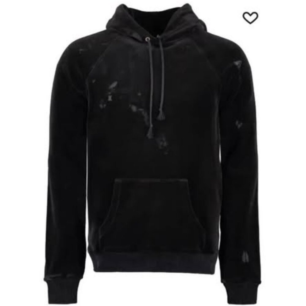 Saint Laurent Black Distressed Effect Hoodie Size M Mint!